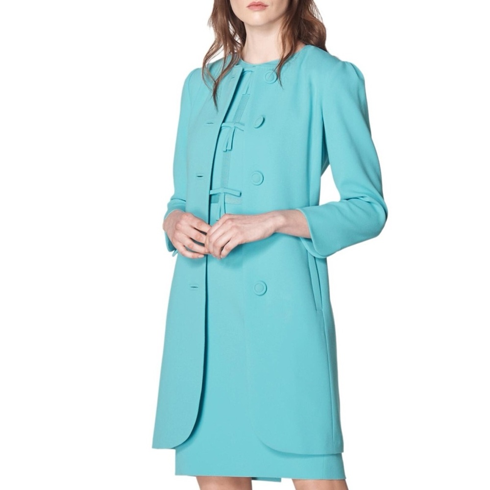 L.K. Bennett Rosamund Sheath Dress + Rosamund Occasion Coat Set Pale Blue 12 NWT